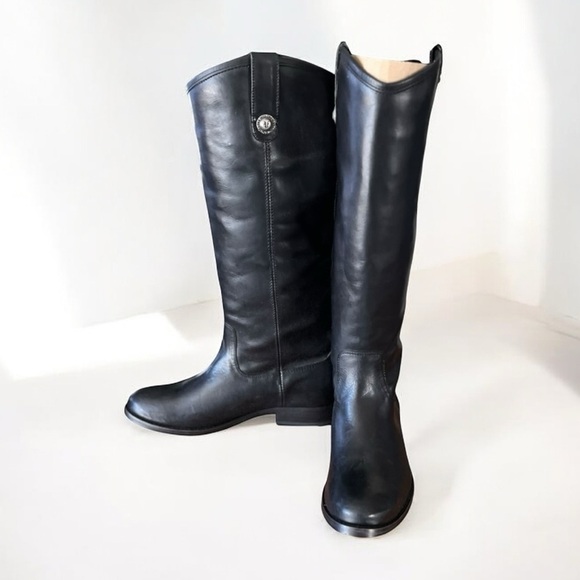 🌻NEW FRYE Melissa Button Equestrian Style Black Leather Boots || Size 5.5 - Picture 8 of 12